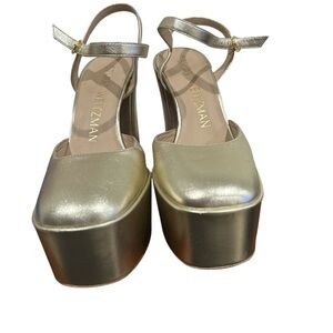 Stuart Weitzman Metallic Gold Platform Sandals
